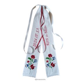 Hímzett vőfélyszalag - virágos 4