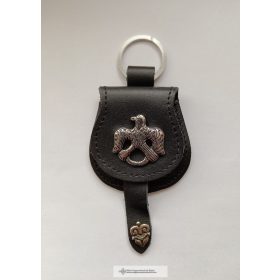 Bőr tarsolyformájú kulcstartó-turul