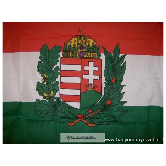 Nemzeti színű koszorús címeres nyomott mintás zászló