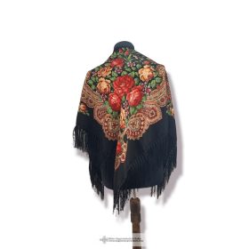 Néptáncos kendő, fekete