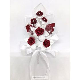 Esküvői kitűző bordó 2