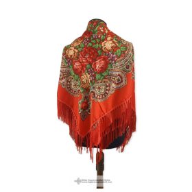 Néptáncos vállkendő, piros
