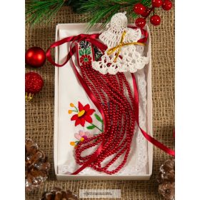 Női néptáncos ajándékcsomag - piros kaláris