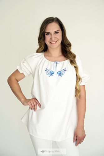 Hungarian women's embroidered blouse- blue