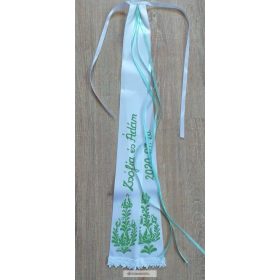 Festett vőfélyszalag - zöld virágos