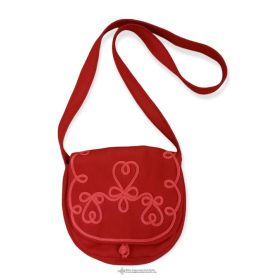 Piros válltáska, piros díszítéssel