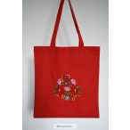 Embroidered canvas bag in red-2