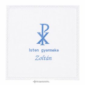 Keresztelő kendő Krisztus-monogrammal-kisfiúknak
