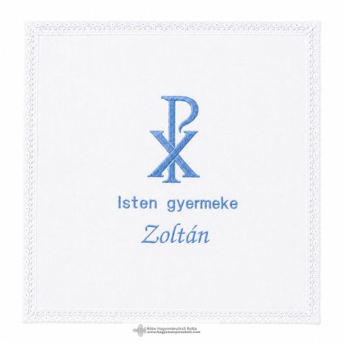 Keresztelő kendő Krisztus-monogrammal-kisfiúknak
