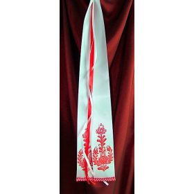 Festett vőfélyszalag - piros virágos