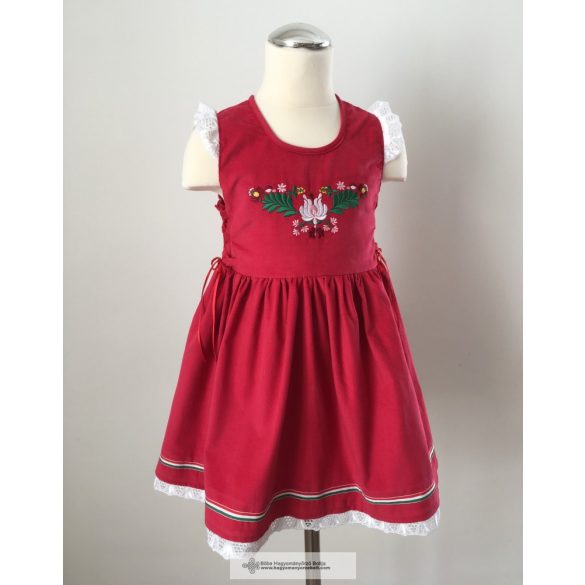 Embroidered, red dress girl