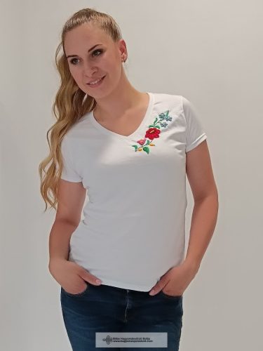 Hungarian embroidered T-shirt, white