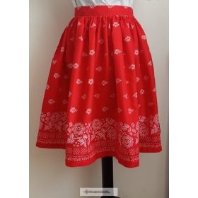 Néptáncos szoknya-bordűrös-piros
