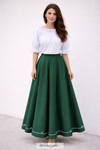 Lovagló szoknya- fenyő zöld