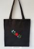 Embroidered canvas bag - black