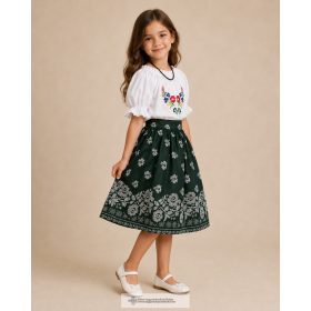 Little girl skirt-green pattern