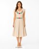 Tündérkert Embroidered Dress – Natural Occasion Dress with Colorful Kalocsa-Style Embroidery
