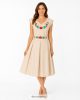 Tündérkert Embroidered Dress – Natural Occasion Dress with Colorful Kalocsa-Style Embroidery