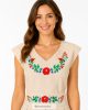 Tündérkert Embroidered Dress – Natural Occasion Dress with Colorful Kalocsa-Style Embroidery