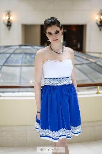 Kék madeirás menyecske ruha - Ildikó