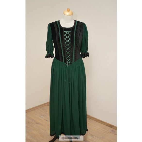 Női ruha-sötétzöld-csipkés