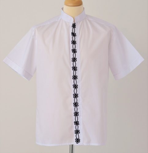 Men's shirt decorated with cords-black