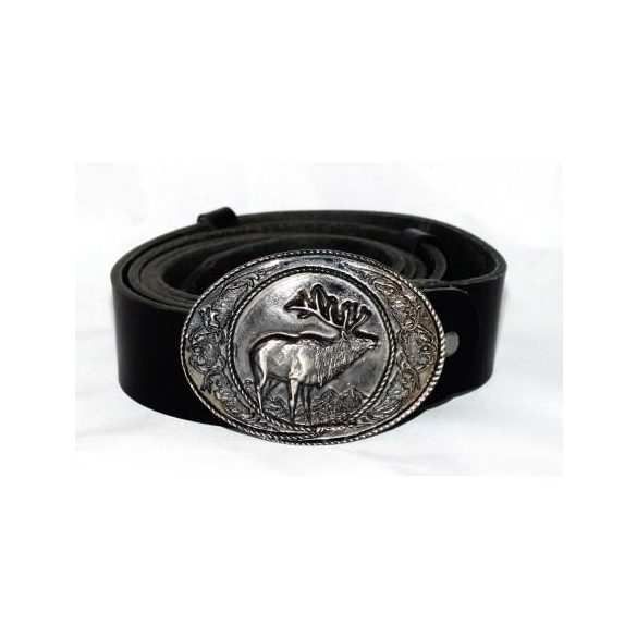 Leather belt with deer buckle