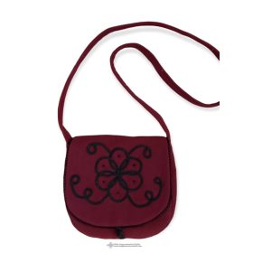 Női válltáska bordó, fekete díszítéssel