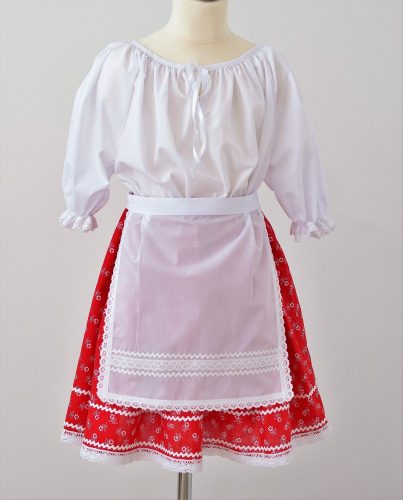 Hungarian girl dress and apron- red