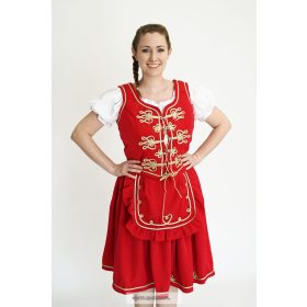 Csárdás ruha - piros, arany zsinórozással