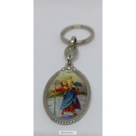 Kulcstartó, ezüstözött-Szent Kristóf