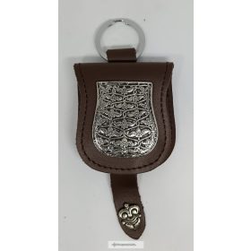 Bőr tarsolyformájú kulcstartó, galgóczi