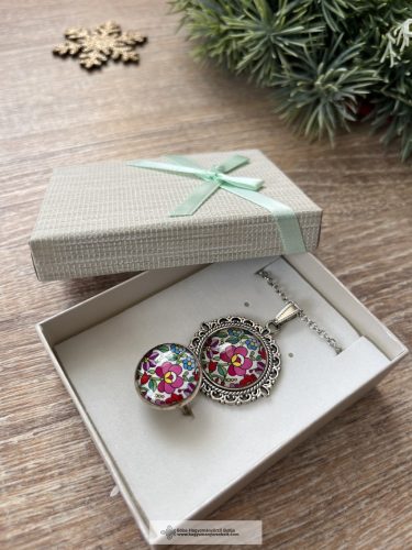 Női ékszer ajándékcsomag- matyó mintás