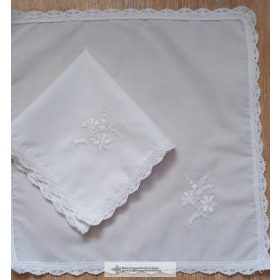 Hímzett keszkenő-fehér