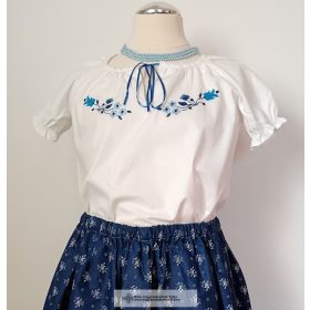 Embroidered girl's blouse-blue