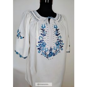 Hímzett blúz, matyó mintával kék-Mara