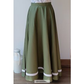 Lovagló szoknya- csipkés kheki zöld