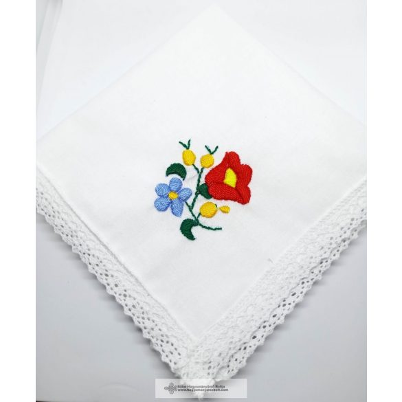 Taschentuch gestickt, Blume